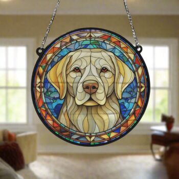 Labrador Yellow Stained Glass Effect Suncatcher, 5 of 6