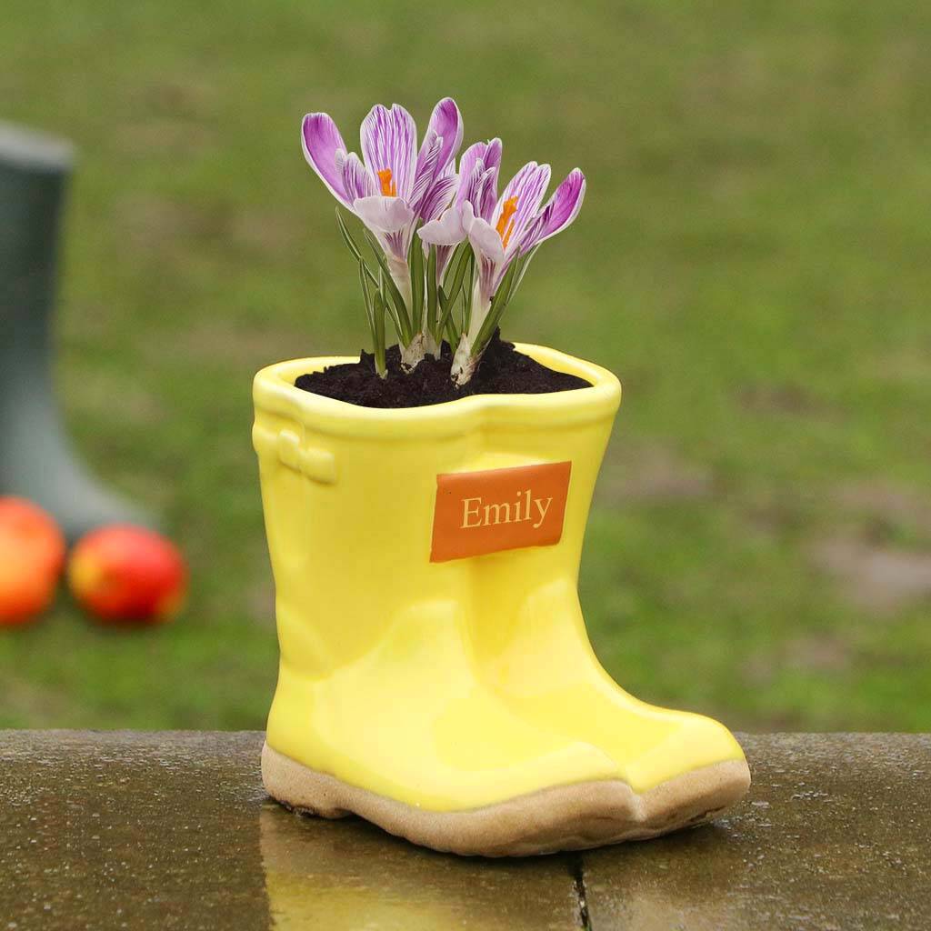 Personalised Ceramic Welly Boot Planter By Dibor