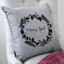 Personalised Wreath And Name Cushion, thumbnail 2 of 4