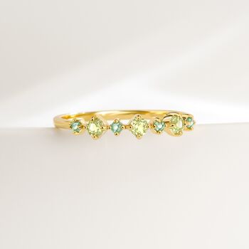 Emerald And Peridot Stackable Half Eternity Band In Sterling Silver And Gold, 3 of 12