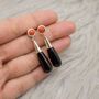 Red Coral, Black Onyx Sterling Silver Dangle Earrings, thumbnail 6 of 8