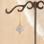 Blue Chalcedony Oval Gold And Silver Drop Hook Earrings, thumbnail 7 of 11