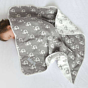 Personalised Comforter And Reversible Grey Blanket, 5 of 11