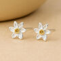 Sterling Silver And Yellow Gold Daffodil Stud Earrings, thumbnail 1 of 9