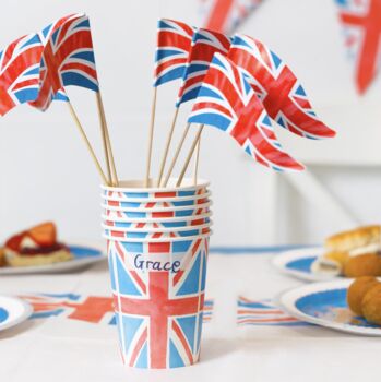 Eight Royal Union Jack Flag Paper Cups, 3 of 4