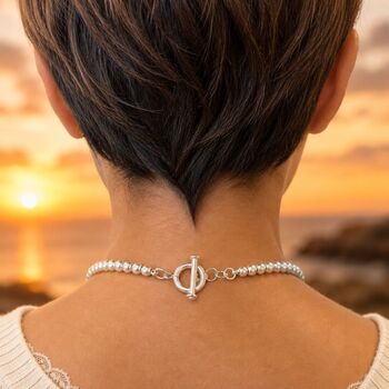 Graduated Sterling Silver Ball Bead Necklace, 2 of 5