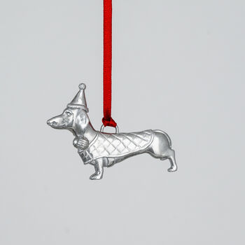 Dachschund Pewter Christmas Decoration, 3 of 4