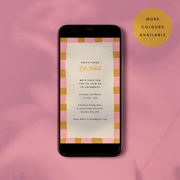 Digital Download Birthday Party Invite With Checkerboard Border, 2 of 5