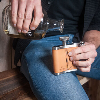 Leather Bound Hip Flask, 9 of 10
