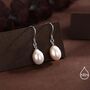 Freshwater Pearl Drop Hook Earrings In Sterling Silver, thumbnail 1 of 10