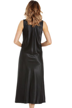 English Made Black Long Satin Nightdress With Lace, 4 of 4