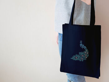 Peacock Tote Bag Embroidery Kit, 4 of 5
