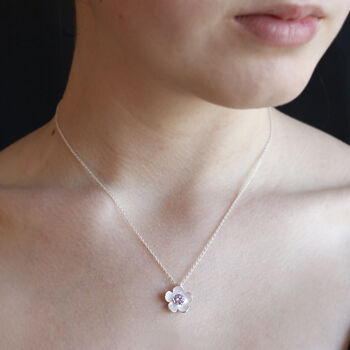 Silver Blossom Birthstone Necklace, 3 of 9