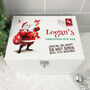 Personalised White Wooden Cartoon Santa Christmas Eve Box Three Sizes 22cm | 27cm | 30cm, thumbnail 1 of 8