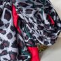 Leopard Print Scarf With Double Red And Green Border, thumbnail 2 of 3