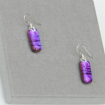 Purple Glass Earrings On Sterling Silver, 10 of 12