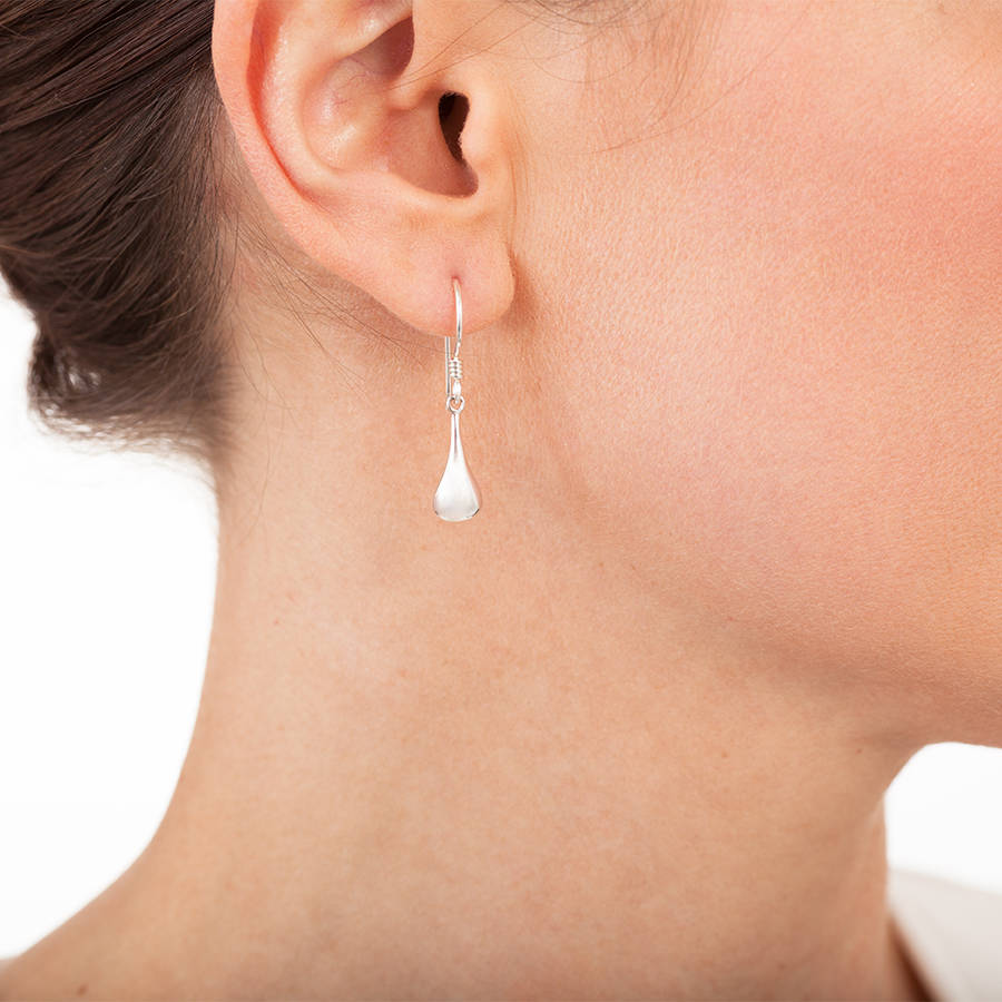 silver teardrop earrings by hersey silversmiths
