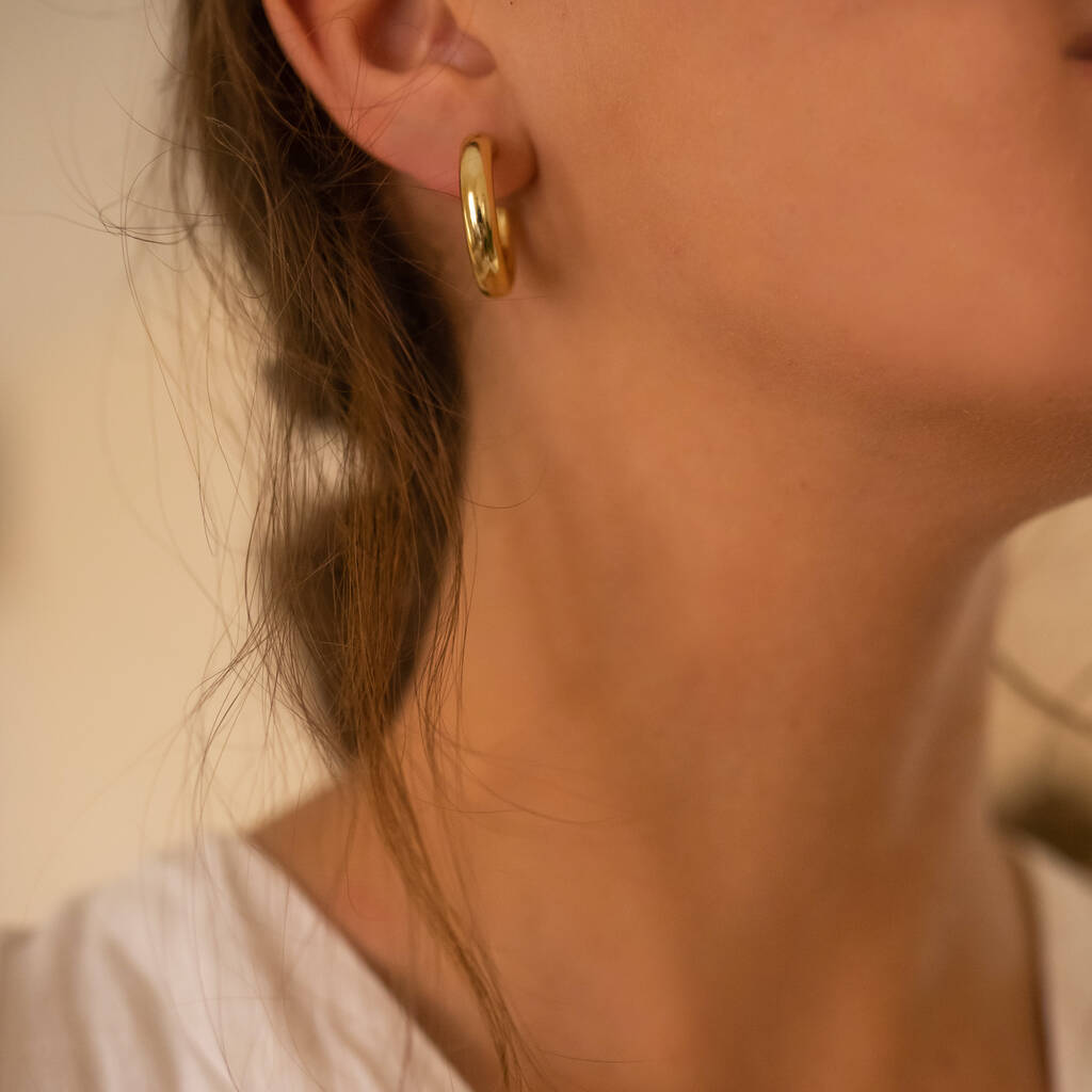 Thick gold hoop on sale earrings