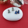 Little Opal Christmas Tree Stud Earrings, thumbnail 1 of 4