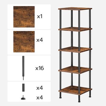 Five Tier Tall Narrow Open Shelving Unit Storage Rack, 8 of 9