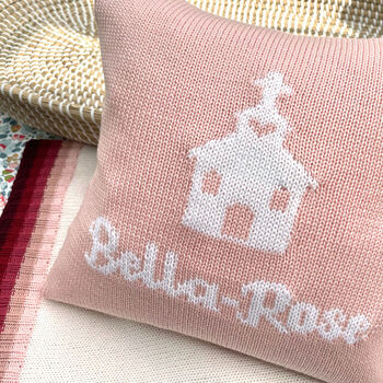Personalised Knitted Christening Cushion, 3 of 9