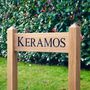 Double Post Engraved Oak Free Standing House Sign, thumbnail 2 of 5
