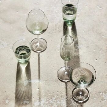 Green Ombre Swirl Champagne Cocktail Glasses Set, 3 of 6