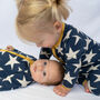Stars Knitted Romper In Navy, thumbnail 6 of 9