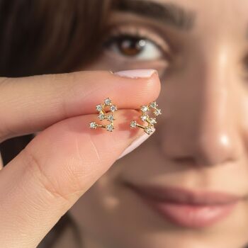 Leo Star Sign Constellation Astrology Tiny Earrings, 2 of 5