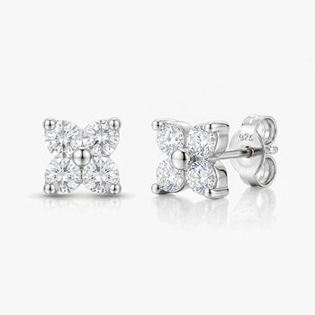 Gold Or Silver Women's Tiny Hydrangea Flower Stud Earrings, 5 of 5