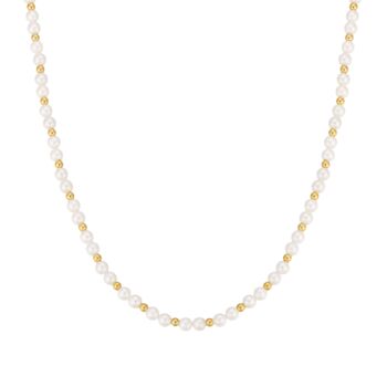 Shell Pearl Chain Necklace With Steel Gold Bead, 6 of 11