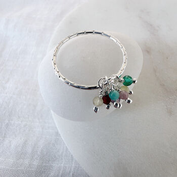 Gemstone Cluster Detail Sterling Silver Ring, 6 of 8