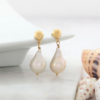 Modern Natural Pearl Drop Earrings, 5 of 10