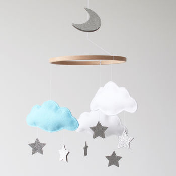 Cloud Star And Moon Baby Mobile White And Pink, 8 of 10