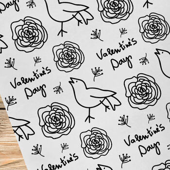 Valentine's Day Bird Rose Wrapping Paper Roll #573, 2 of 2