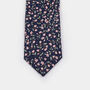 Mens Navy And Pink Ditzy Floral Slim Style Tie, thumbnail 7 of 8