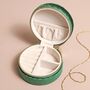 Quilted Velvet Round Travel Jewellery Case In Green, thumbnail 4 of 4