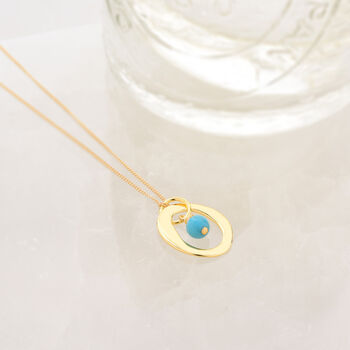 Halo Birthstone Necklace Turquoise December, 6 of 7