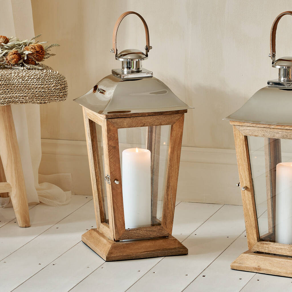 Wood Candle Lantern Tall, 1 of 7