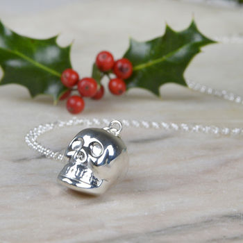 Skull Necklace On Long Chain With A Soft Relaxing Chime, 6 of 6
