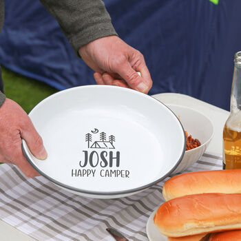 Personalised Happy Camper Enamel Camping Bowl, 3 of 8