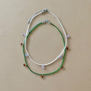 Crystal Beaded Butterfly Charm Necklace, 3 of 3
