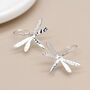 Sterling Silver Hammered Dragonfly Drop Earrings – 25mm X 15mm, thumbnail 7 of 8