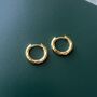 Mens Gold Plated 925 Silver Hammered Hoop Earring, thumbnail 10 of 12