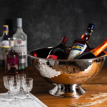 Hammered Silver Solid Copper Champagne And Ice Bowl Bucket, 2 of 12