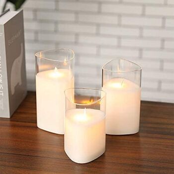 Set Of Three Glass Triangle Flameless Battery Candles, 2 of 5