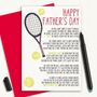 Tennis Dad Fathers Day Card, thumbnail 1 of 3