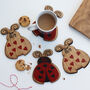 Set Of Four Love Bug Valentine's Ladybird Coasters, thumbnail 6 of 6