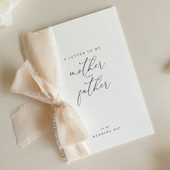 Luxury 'Letter To My Mother And Father On My Wedding Day' Card, Elegant Calligraphy Design, 4 of 11
