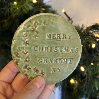 Green Christmas Grandparent Coaster, 4 of 8